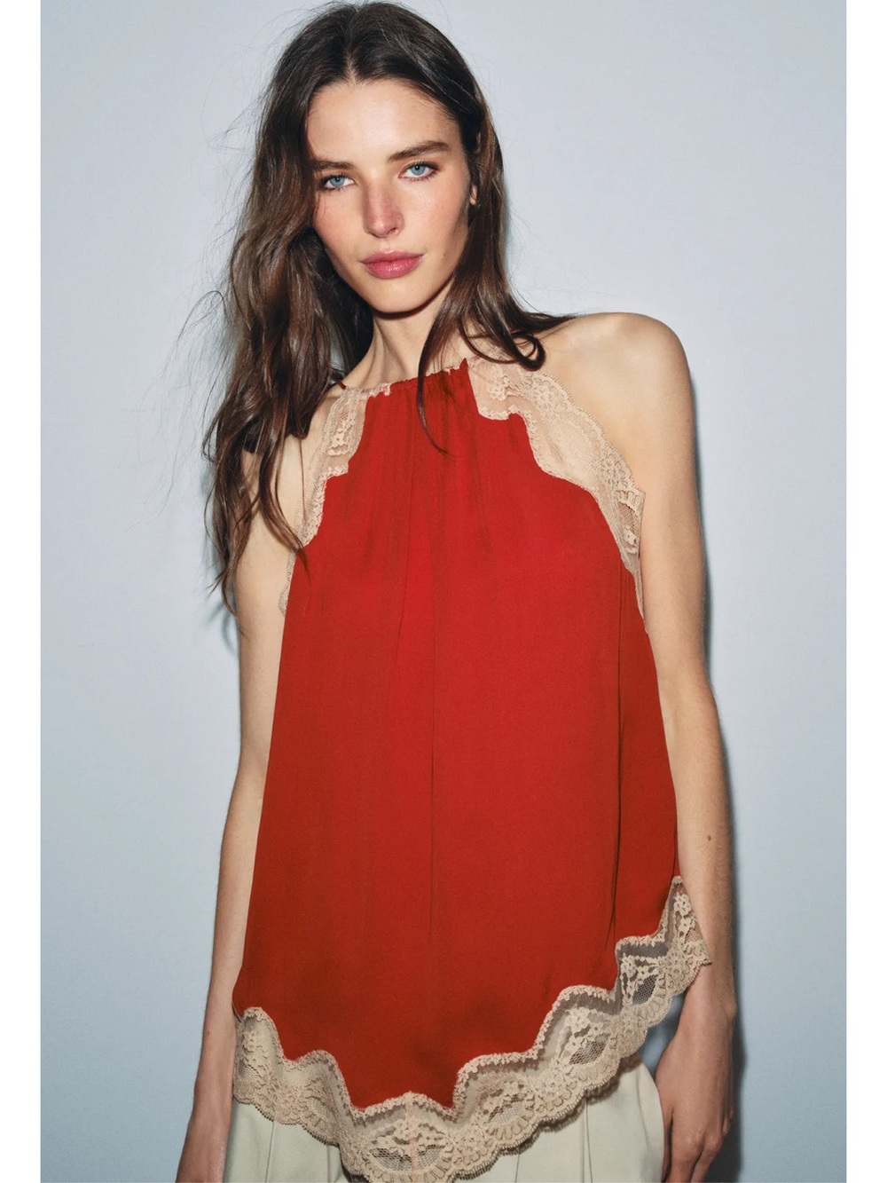 Zara ZW COLLECTION LACE HALTER TOP